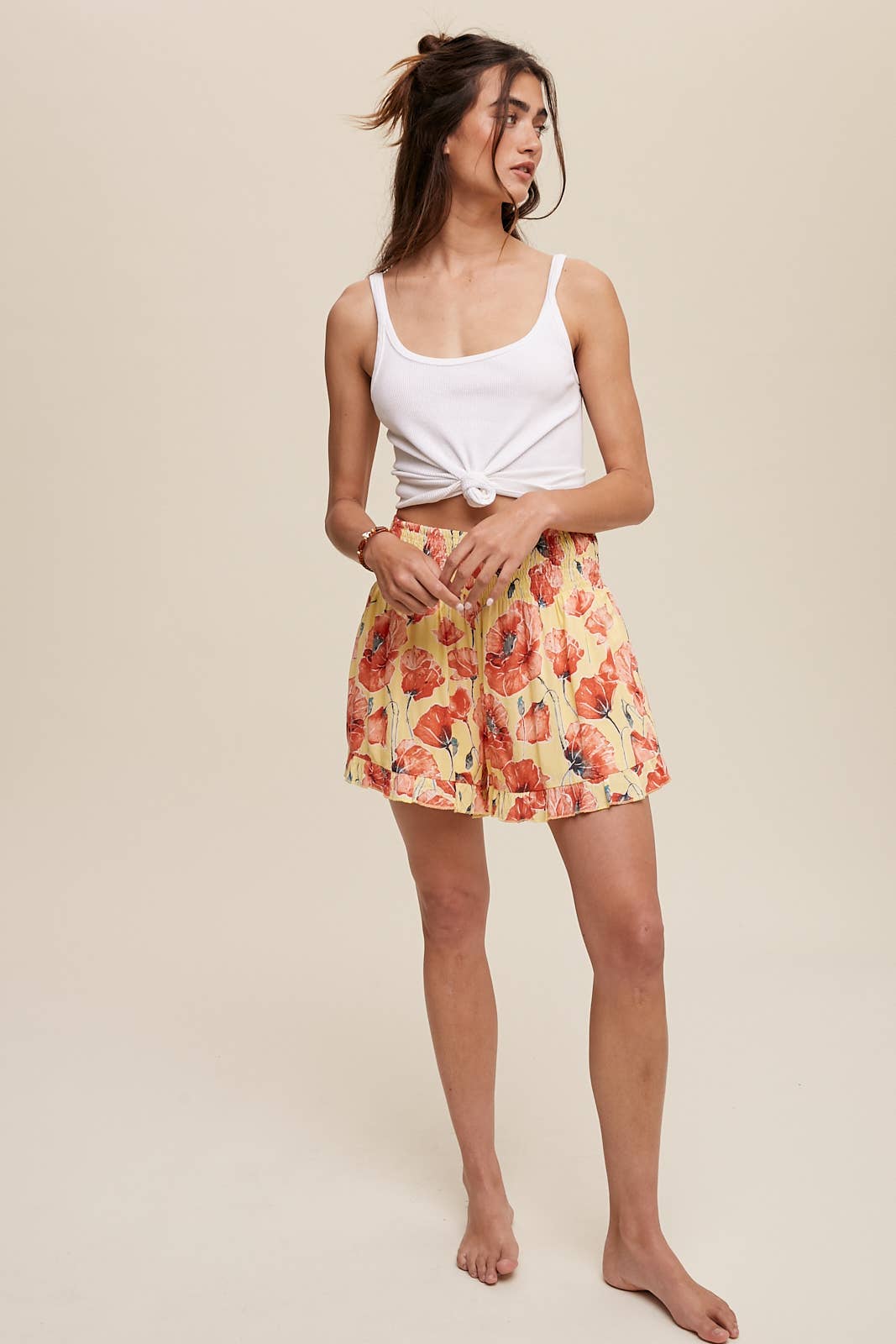 Floral Smocked Ruffle Shorts