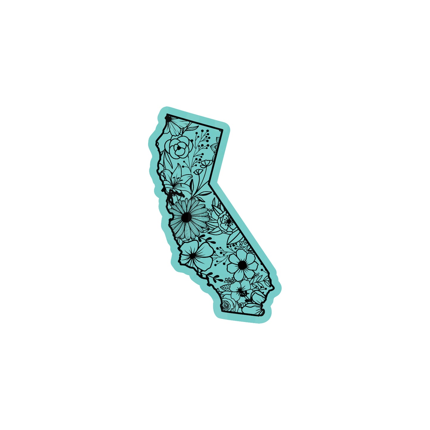 CALIFORNIA FLORAL STATE LEATHERETTE PATCH TEAL