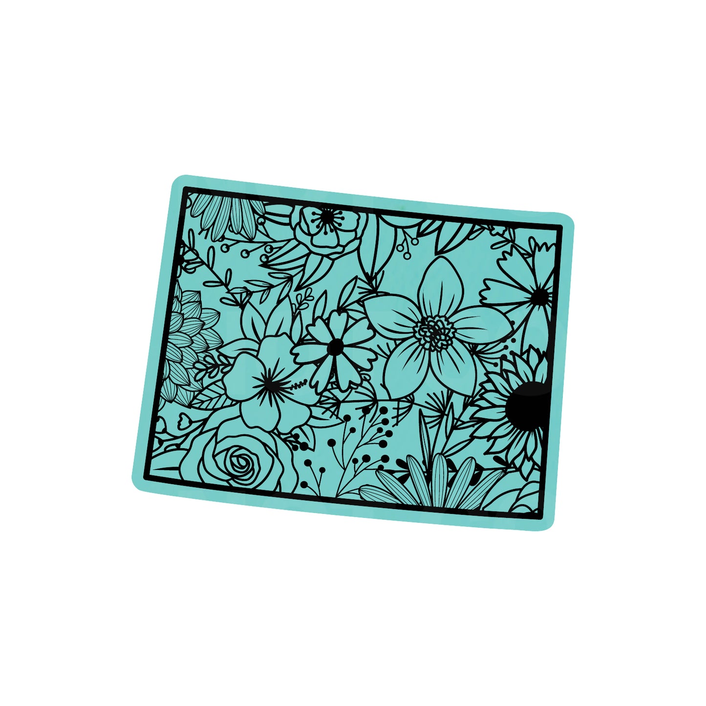 COLORADO FLORAL STATE LEATHERETTE PATCH TEAL