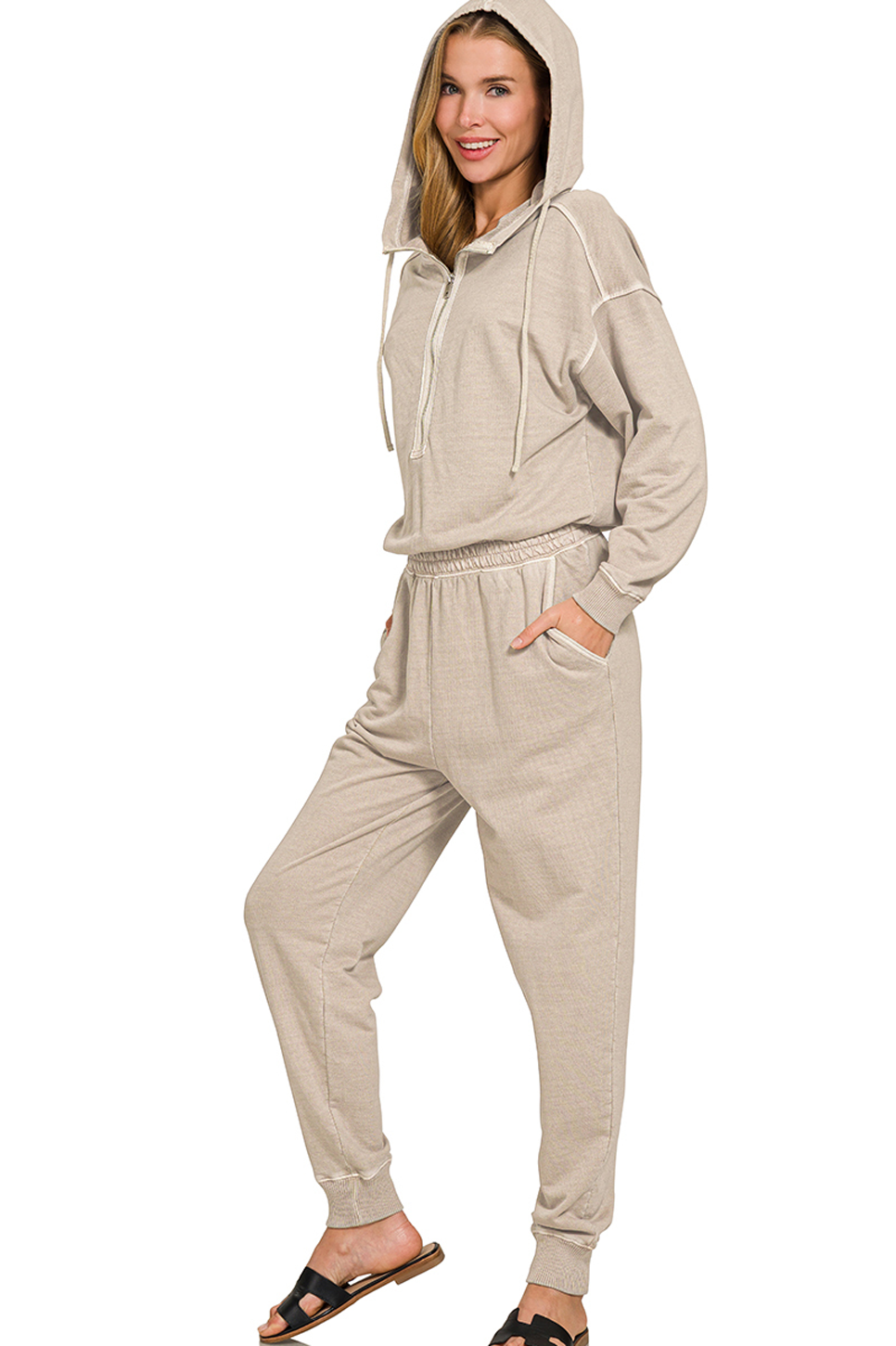 Enzyme Washed French Terry Jumpsuit