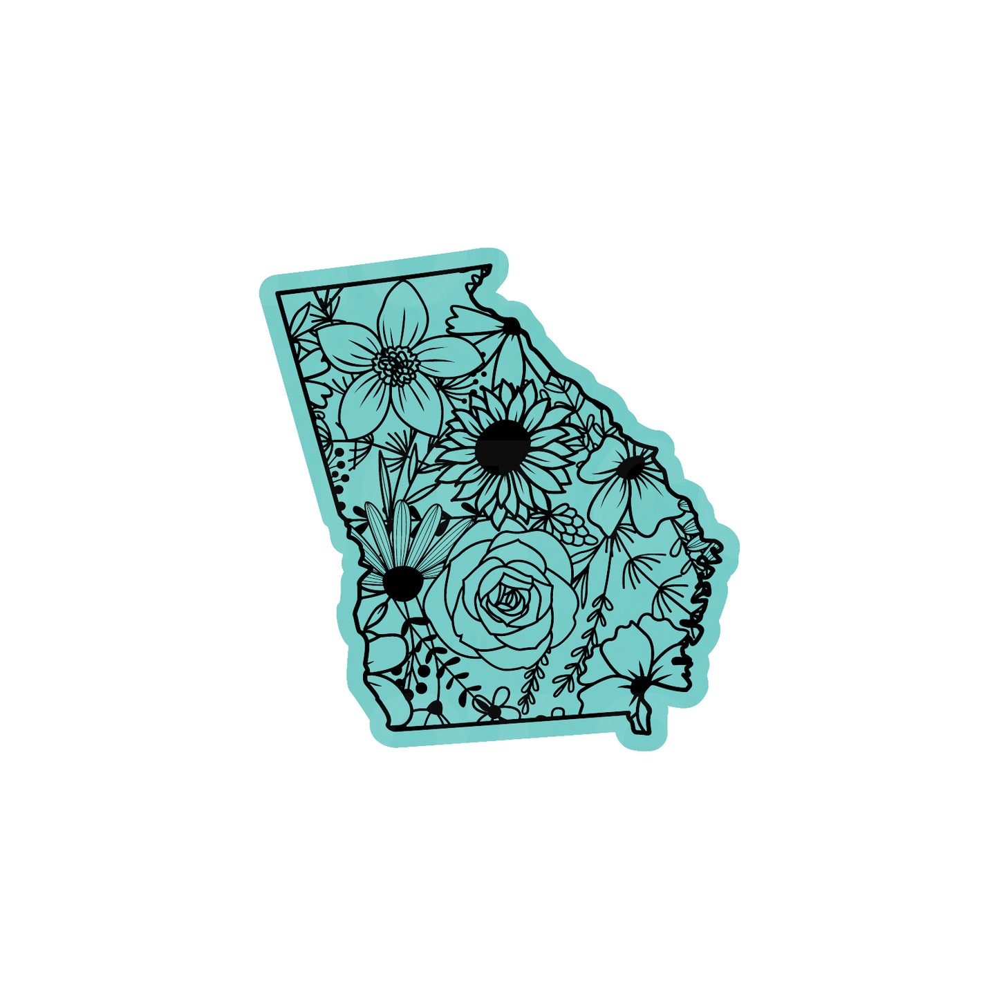 GEORGIA FLORAL STATE LEATHERETTE PATCH TEAL