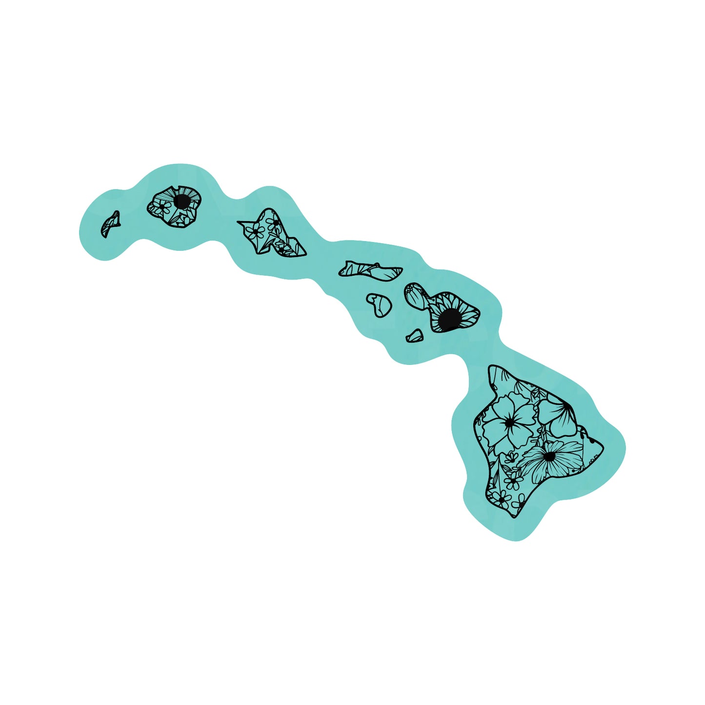 HAWAII FLORAL STATE LEATHERETTE PATCH TEAL