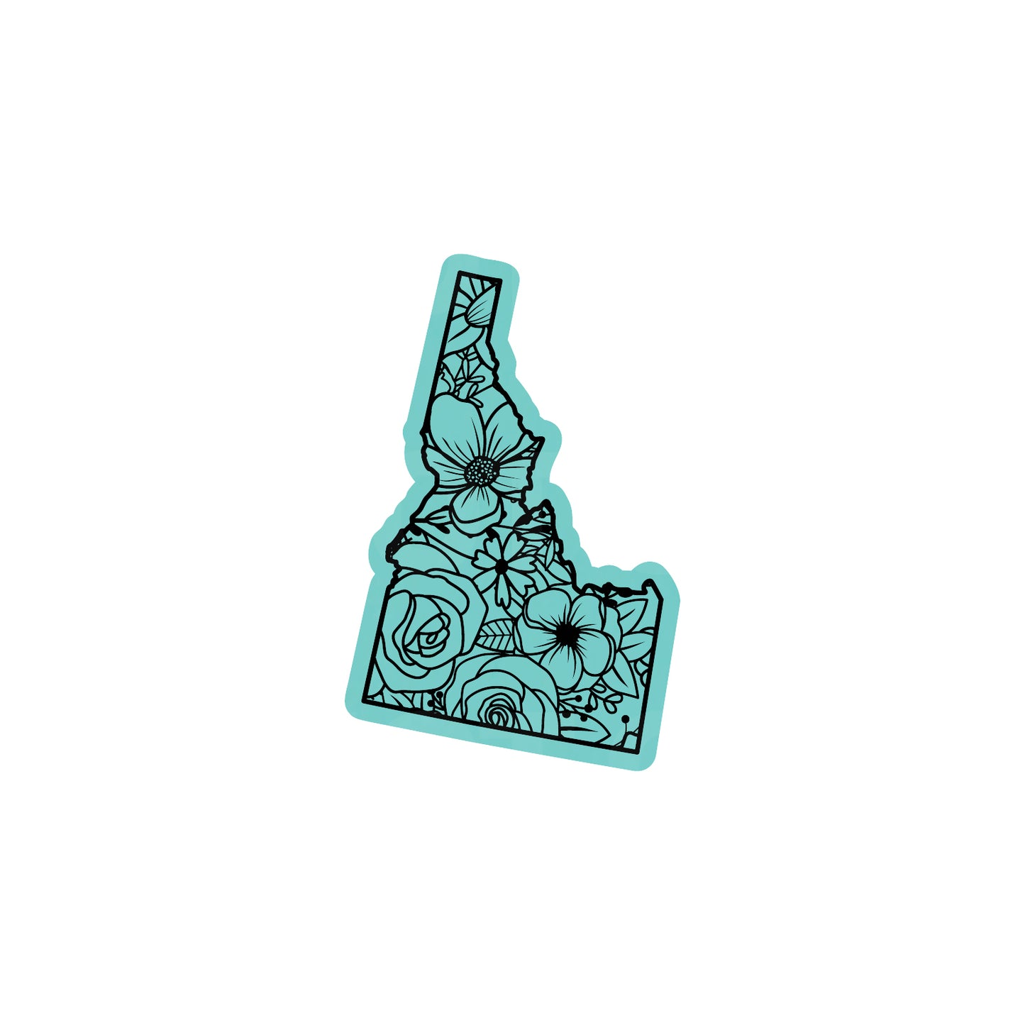 IDAHO FLORAL STATE LEATHERETTE PATCH TEAL