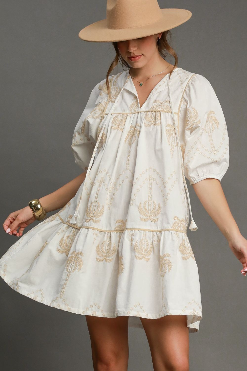 Embroidered Puff Sleeve Babydoll Dress  BERKSHIRE AND WAY, LLC