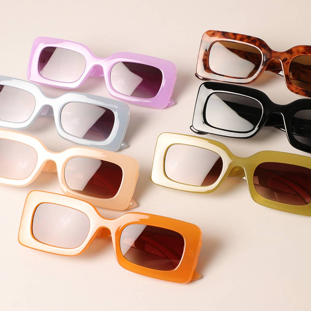 Bold Rectangular Frame Sunglasses