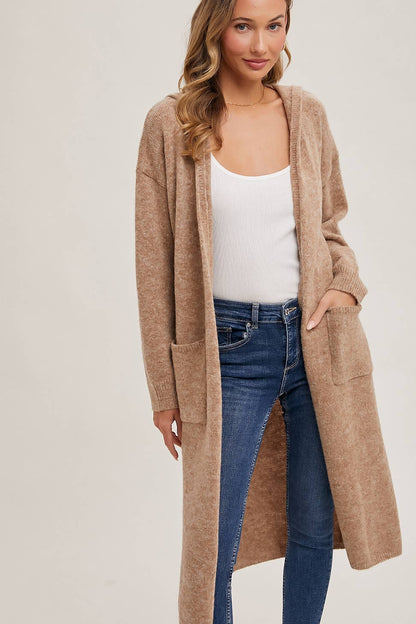 Longline Hoodie Open Front Cardigan