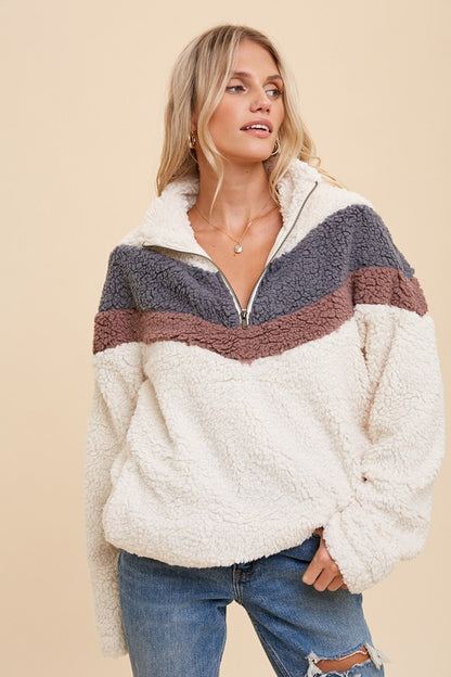 Chevron Sherpa Pullover Jacket