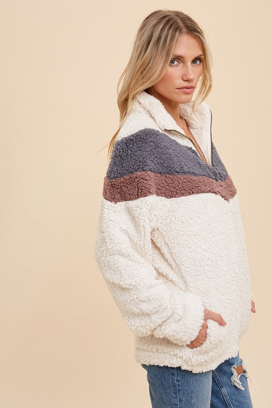 Chevron Sherpa Pullover Jacket