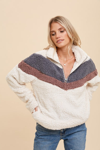 Chevron Sherpa Pullover Jacket