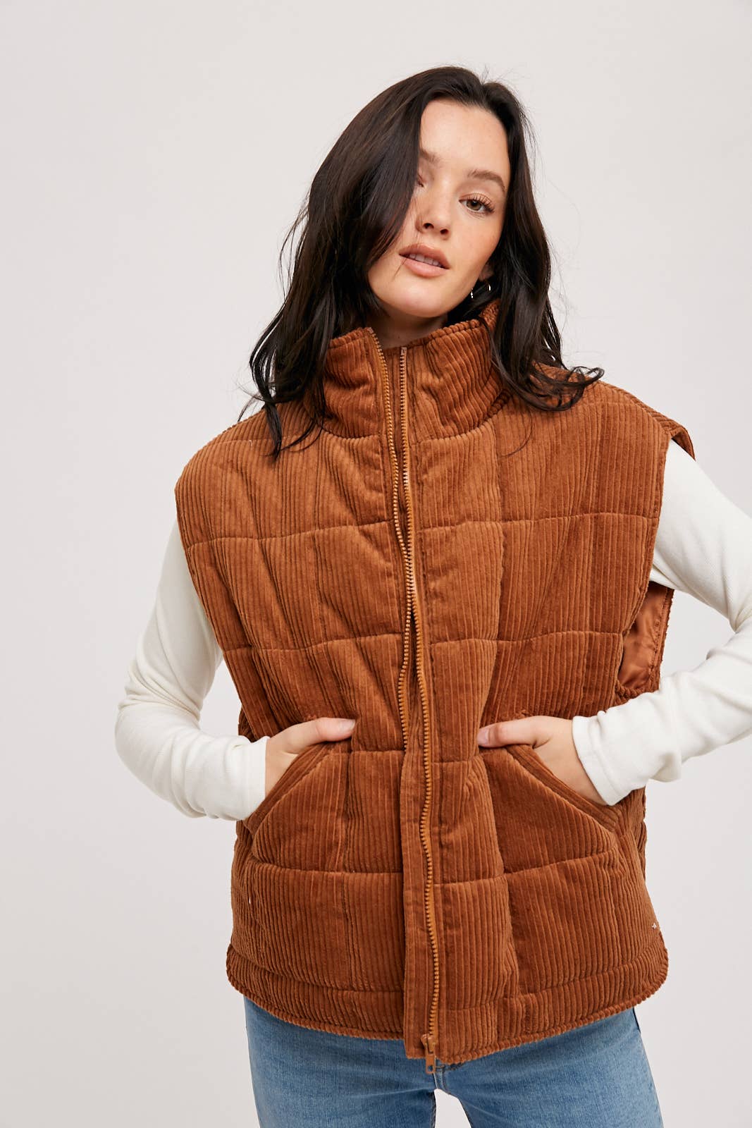 Corduroy Quilted Puffer Vest