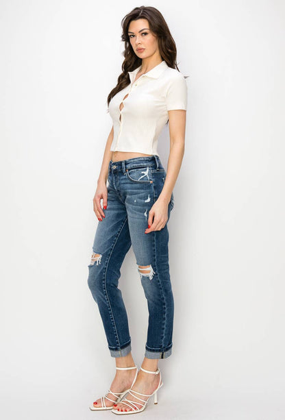 Natalia Mid Rise Boyfriend Jeans