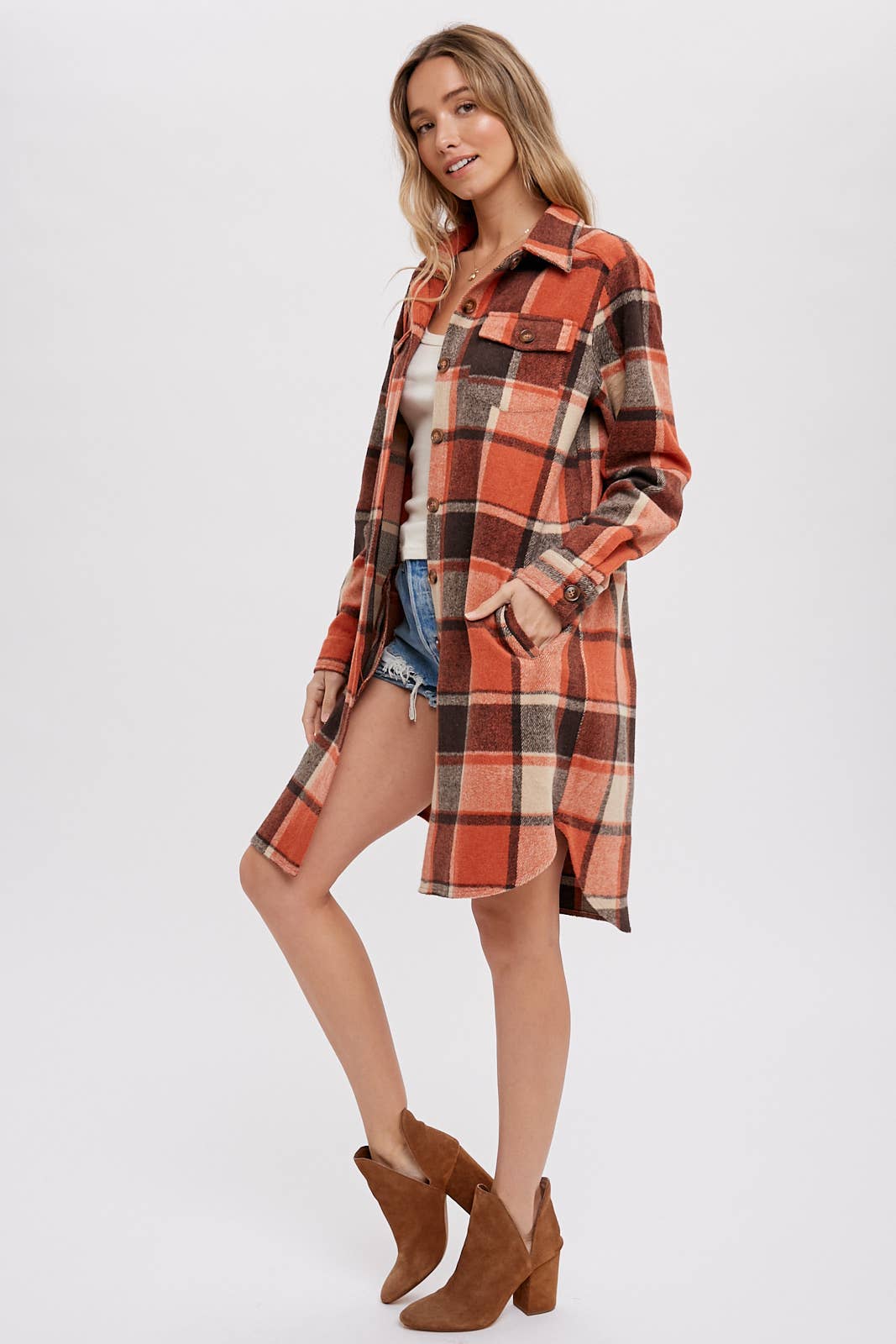 Flannel Plaid Longline Shacket