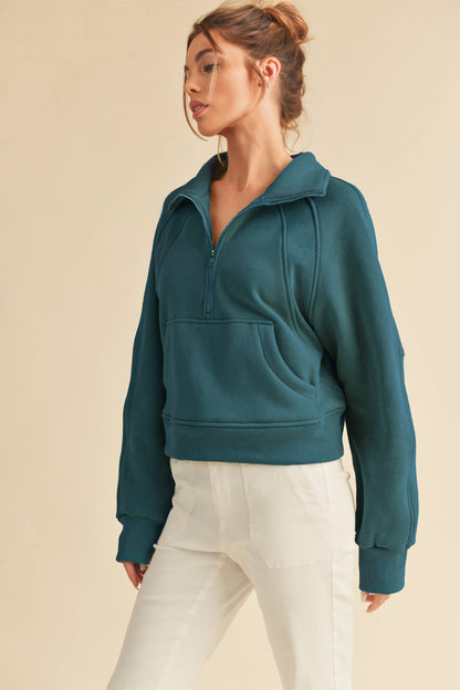 Dove Funnel Neck Half Zip Pullover