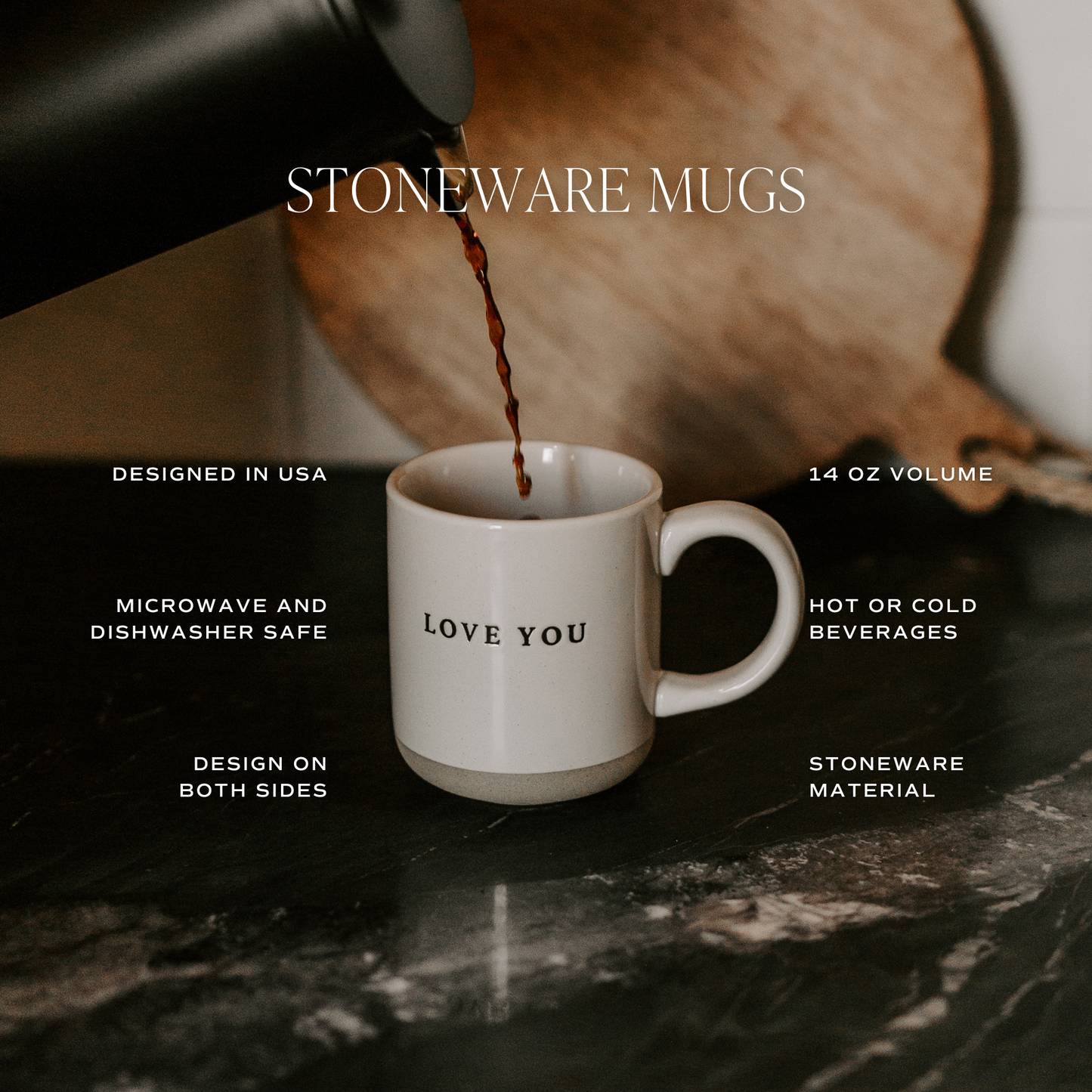 Love You Stoneware Coffee Mug - Gifts & Home Decor