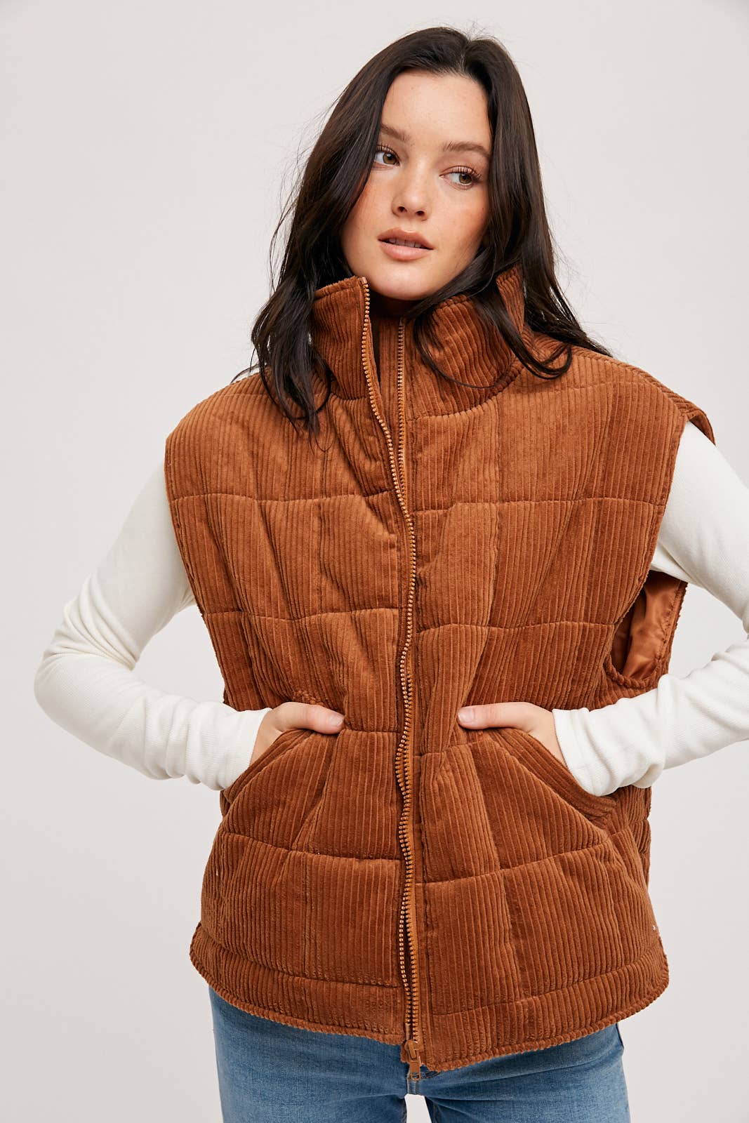 Corduroy Quilted Puffer Vest