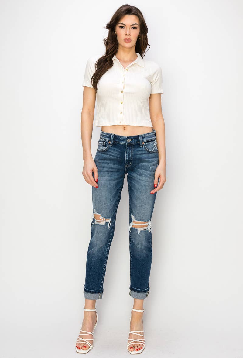 Natalia Mid Rise Boyfriend Jeans