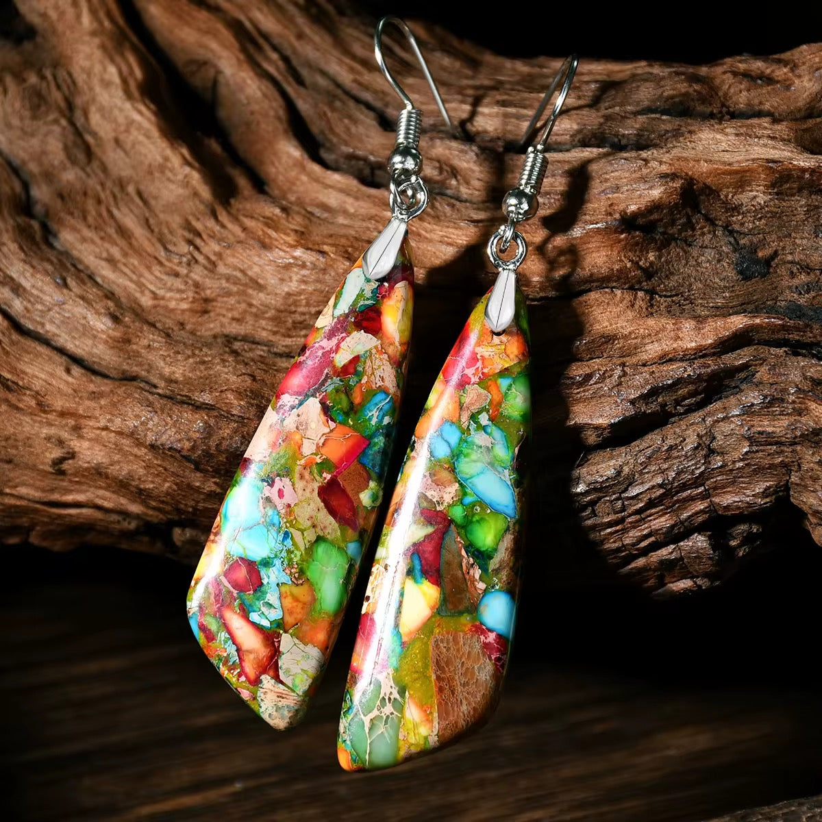Imperial Stone Triangle Drop Earrings