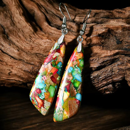 Imperial Stone Triangle Drop Earrings