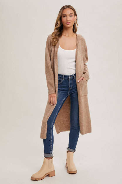 Longline Hoodie Open Front Cardigan