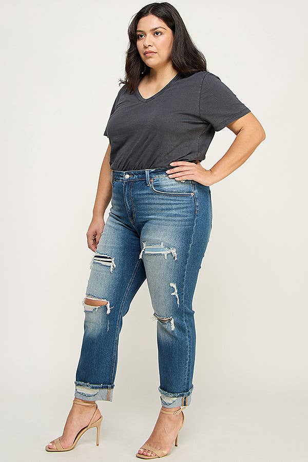 Olivia High Rise Stretch Ankle Straight Jeans | Plus