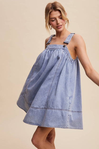 Denim A-Line Overall Dress
