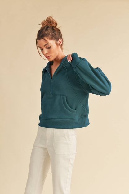 Dove Funnel Neck Half Zip Pullover