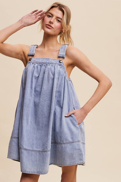 Denim A-Line Overall Dress