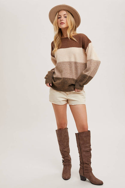 Color Block Sknit Sweater Pullover