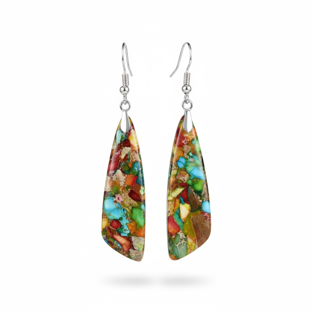 Imperial Stone Triangle Drop Earrings