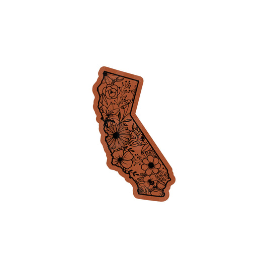 CALIFORNIA FLORAL STATE LEATHERETTE PATCH RAWHIDE