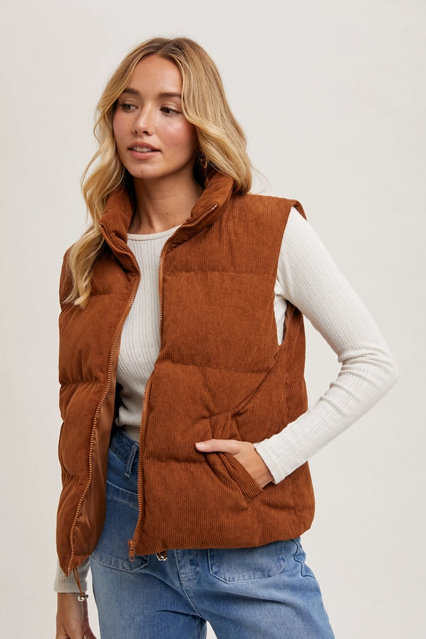 Corduroy Puffer Zipper Front