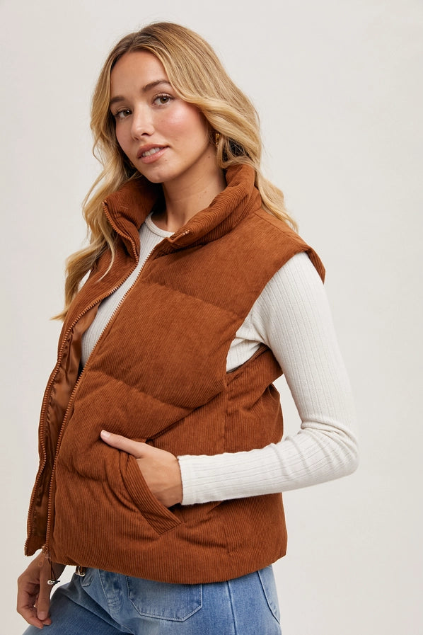 Corduroy Puffer Zipper Front