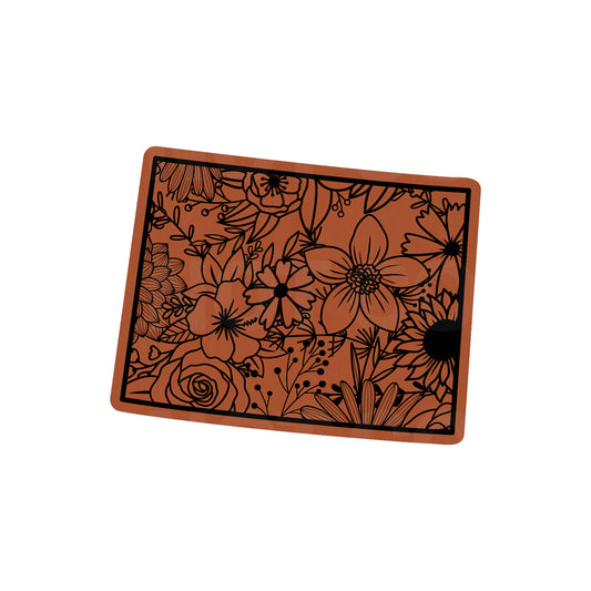 COLORADO FLORAL STATE LEATHERETTE PATCH RAWHIDE