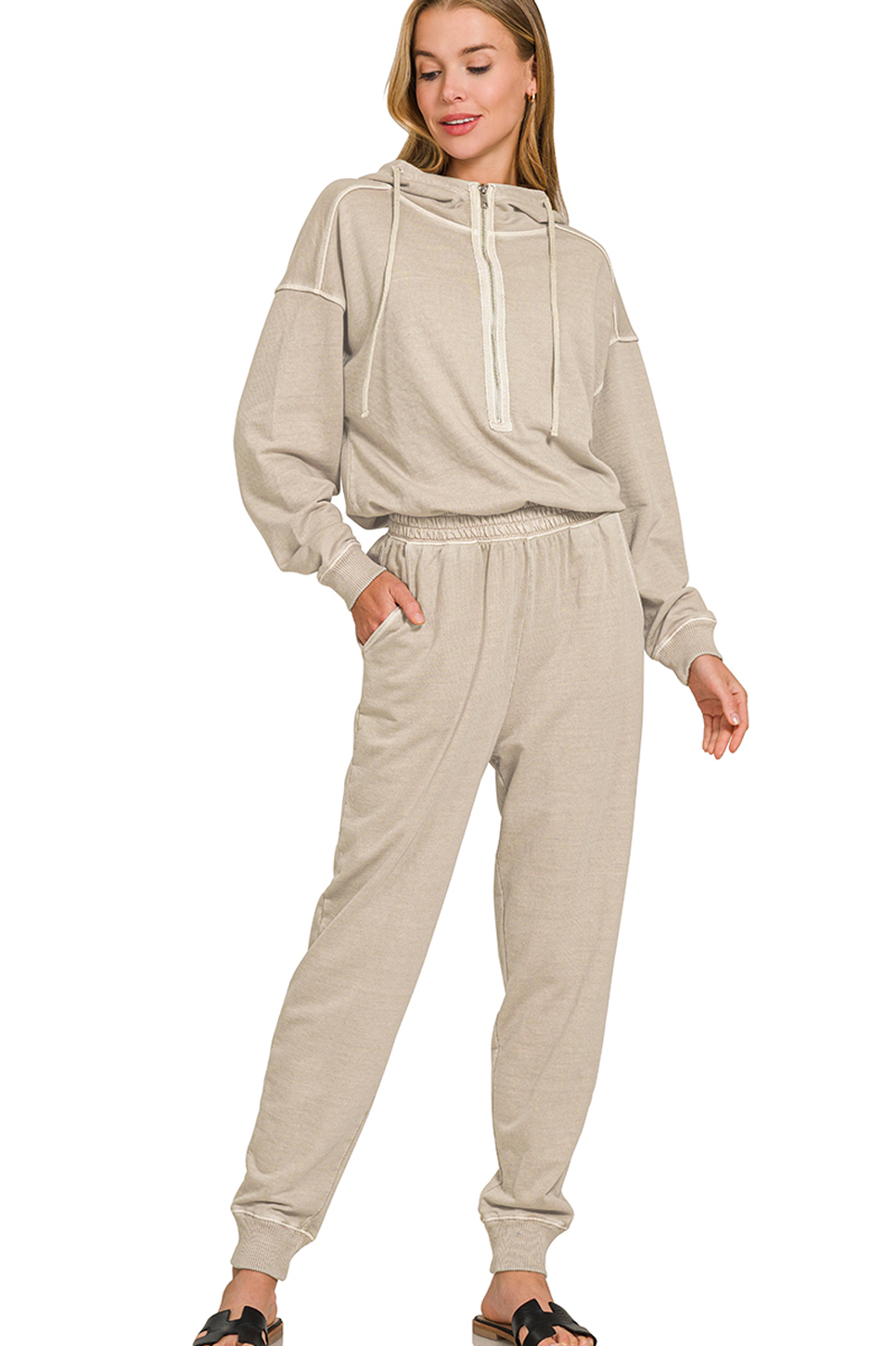 Enzyme Washed French Terry Jumpsuit