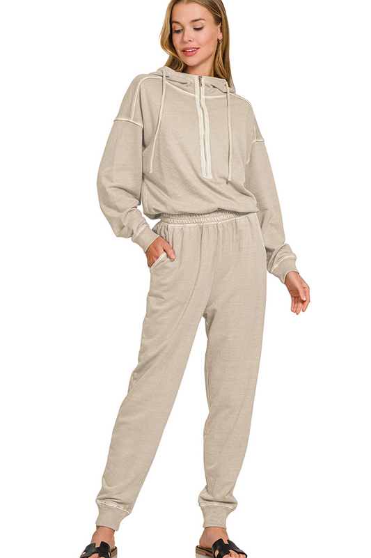 Enzyme Washed French Terry Jumpsuit