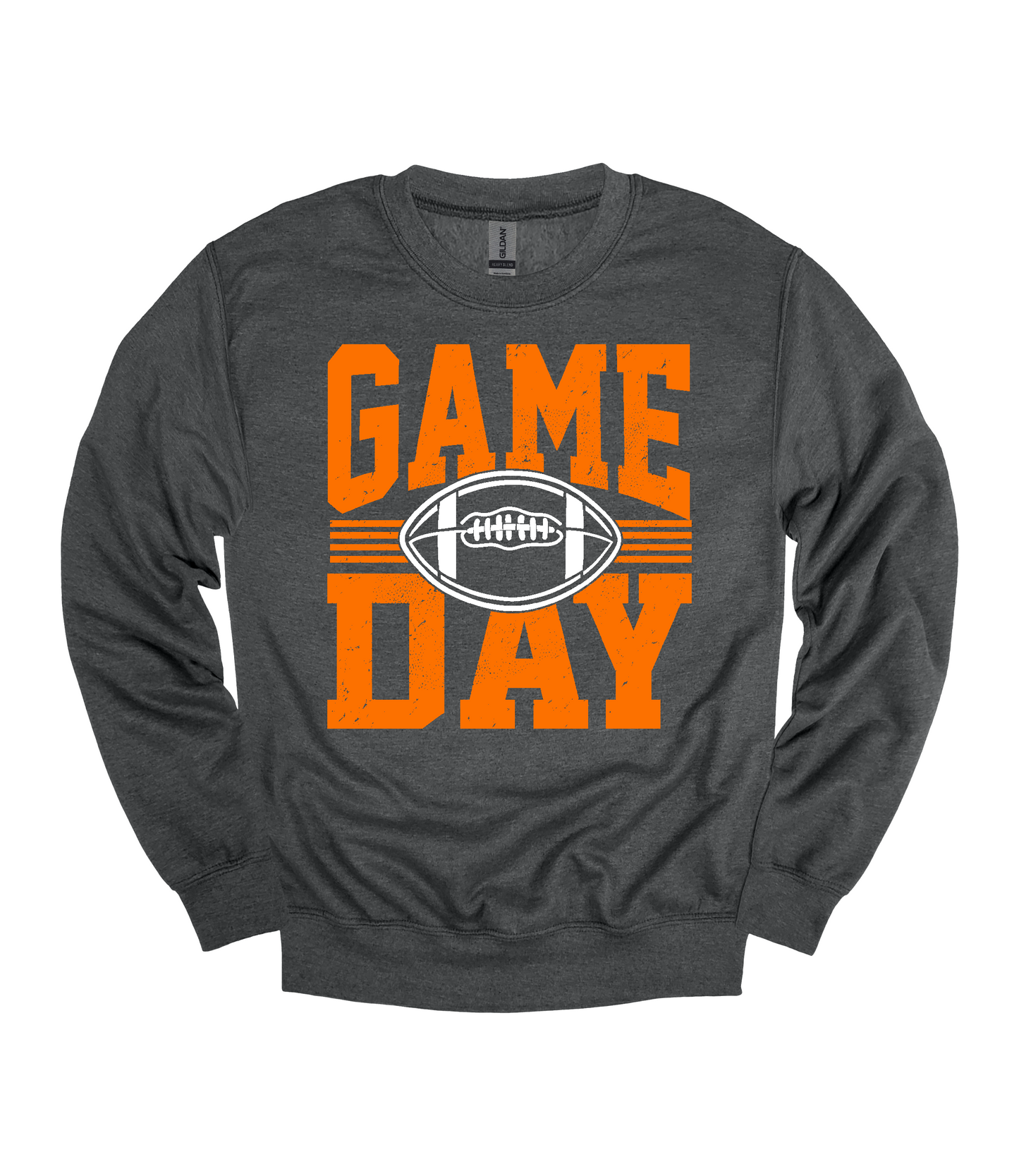 Football Game Day Heavy Blend™ Crewneck Sweatshirt | Orange and White