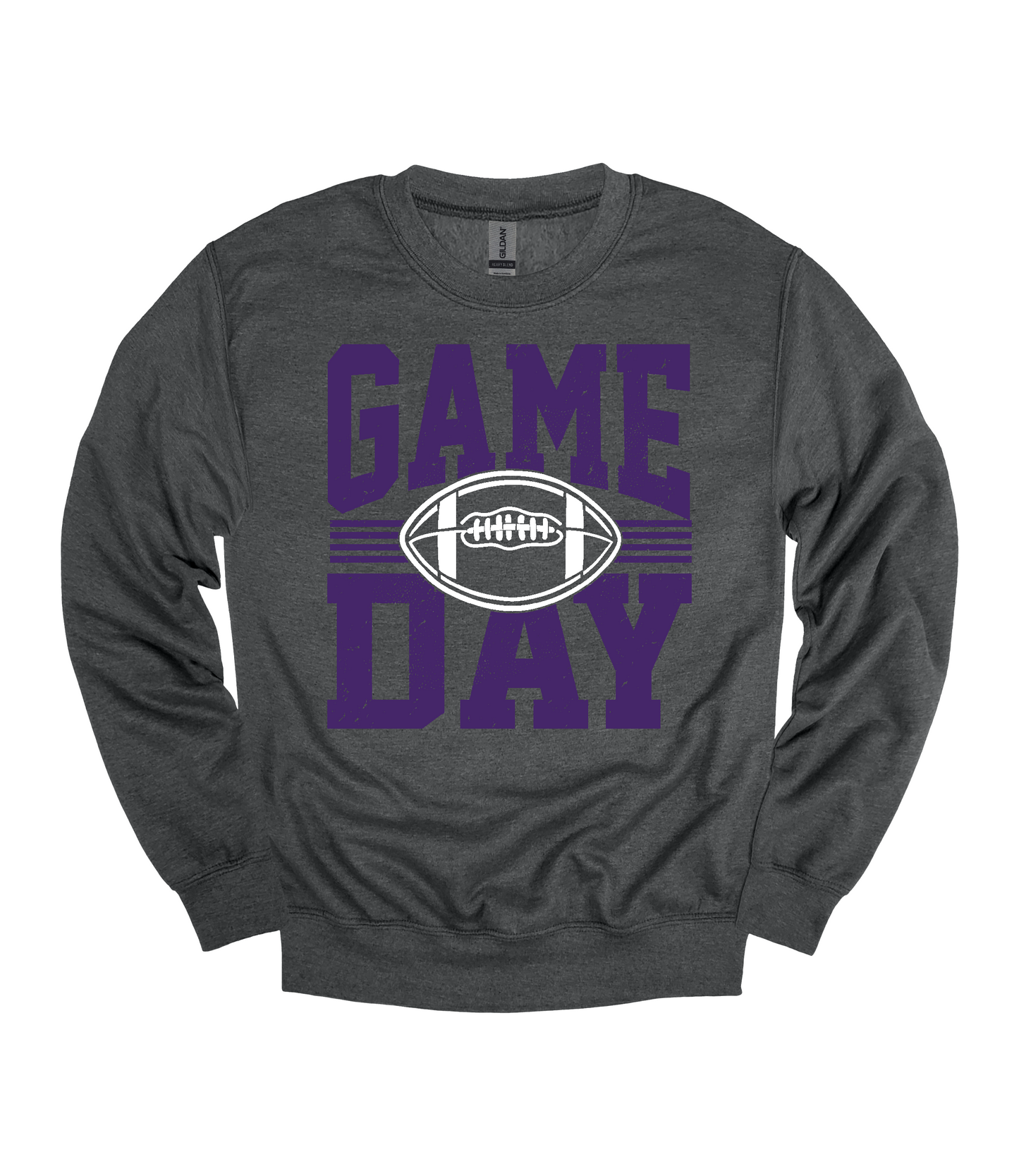 Football Game Day Heavy Blend™ Crewneck Sweatshirt | Purple and White
