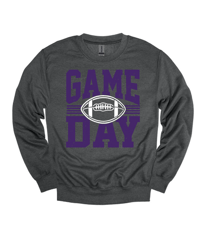 Football Game Day Heavy Blend™ Crewneck Sweatshirt | Purple and White