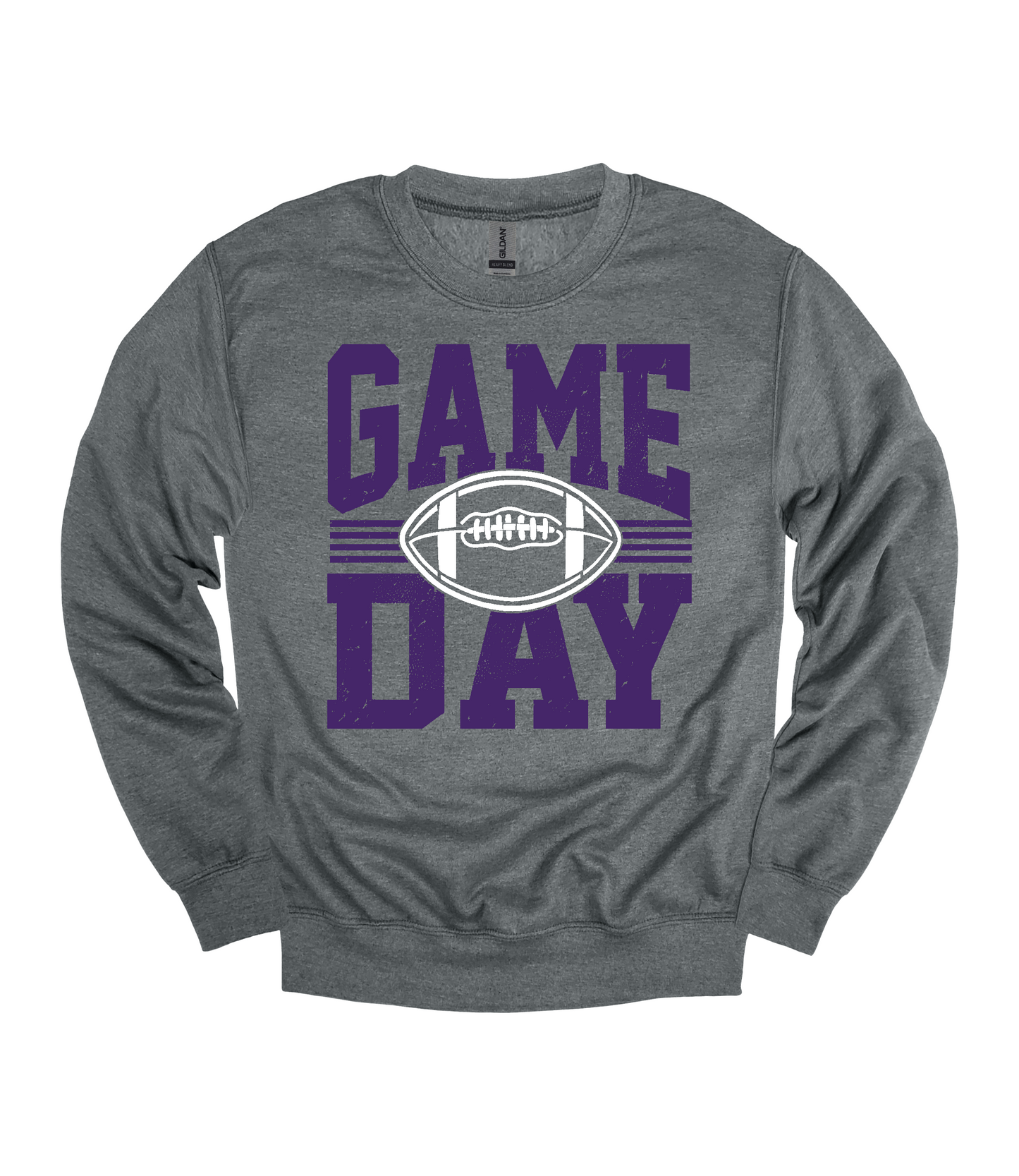 Football Game Day Heavy Blend™ Crewneck Sweatshirt | Purple and White