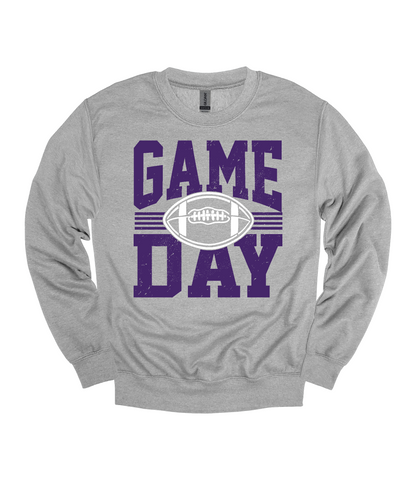 Football Game Day Heavy Blend™ Crewneck Sweatshirt | Purple and White