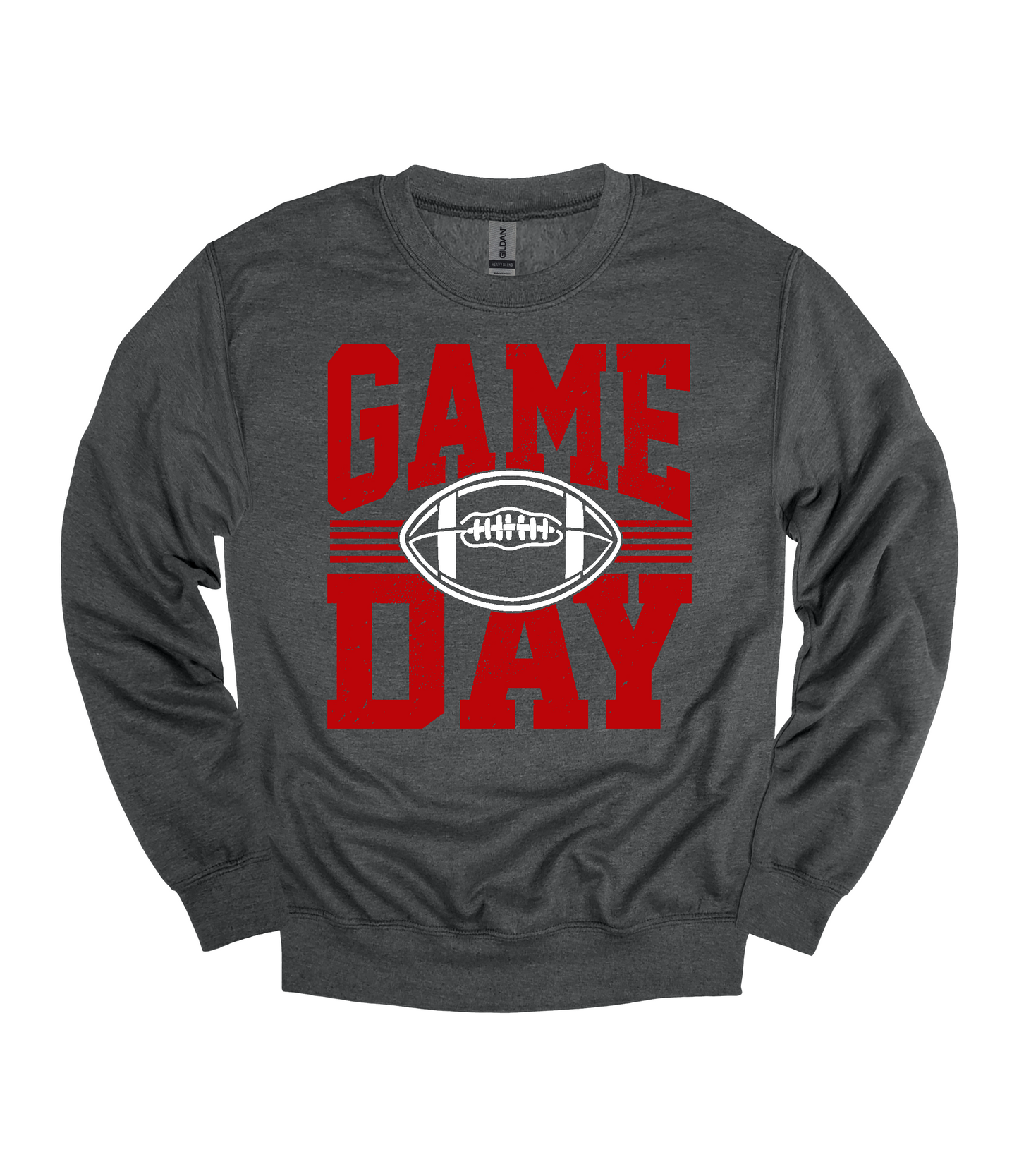 Football Game Day Heavy Blend™ Crewneck Sweatshirt | Red and White