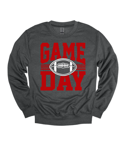 Football Game Day Heavy Blend™ Crewneck Sweatshirt | Red and White