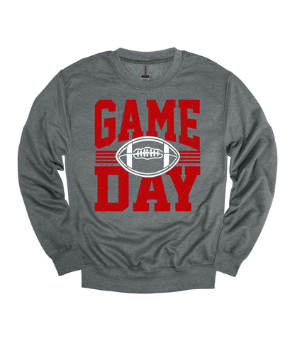 Football Game Day Heavy Blend™ Crewneck Sweatshirt | Red and White