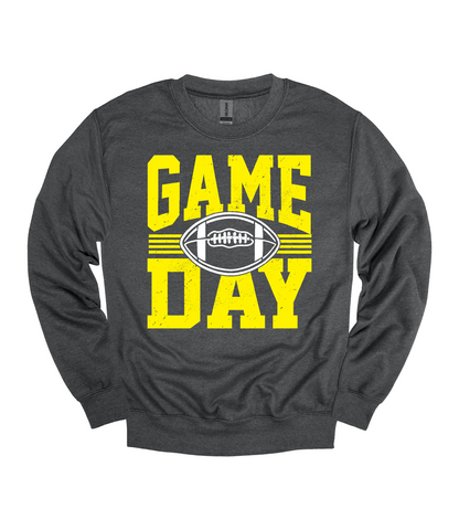 Football Game Day Heavy Blend™ Crewneck Sweatshirt | Yellow and White