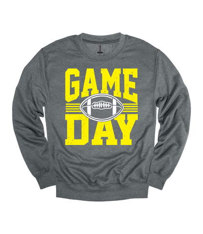 Football Game Day Heavy Blend™ Crewneck Sweatshirt | Yellow and White