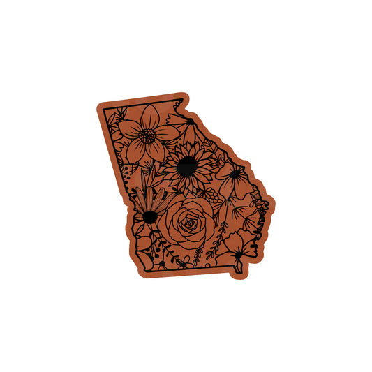 GEORGIA FLORAL STATE LEATHERETTE PATCH RAWHIDE