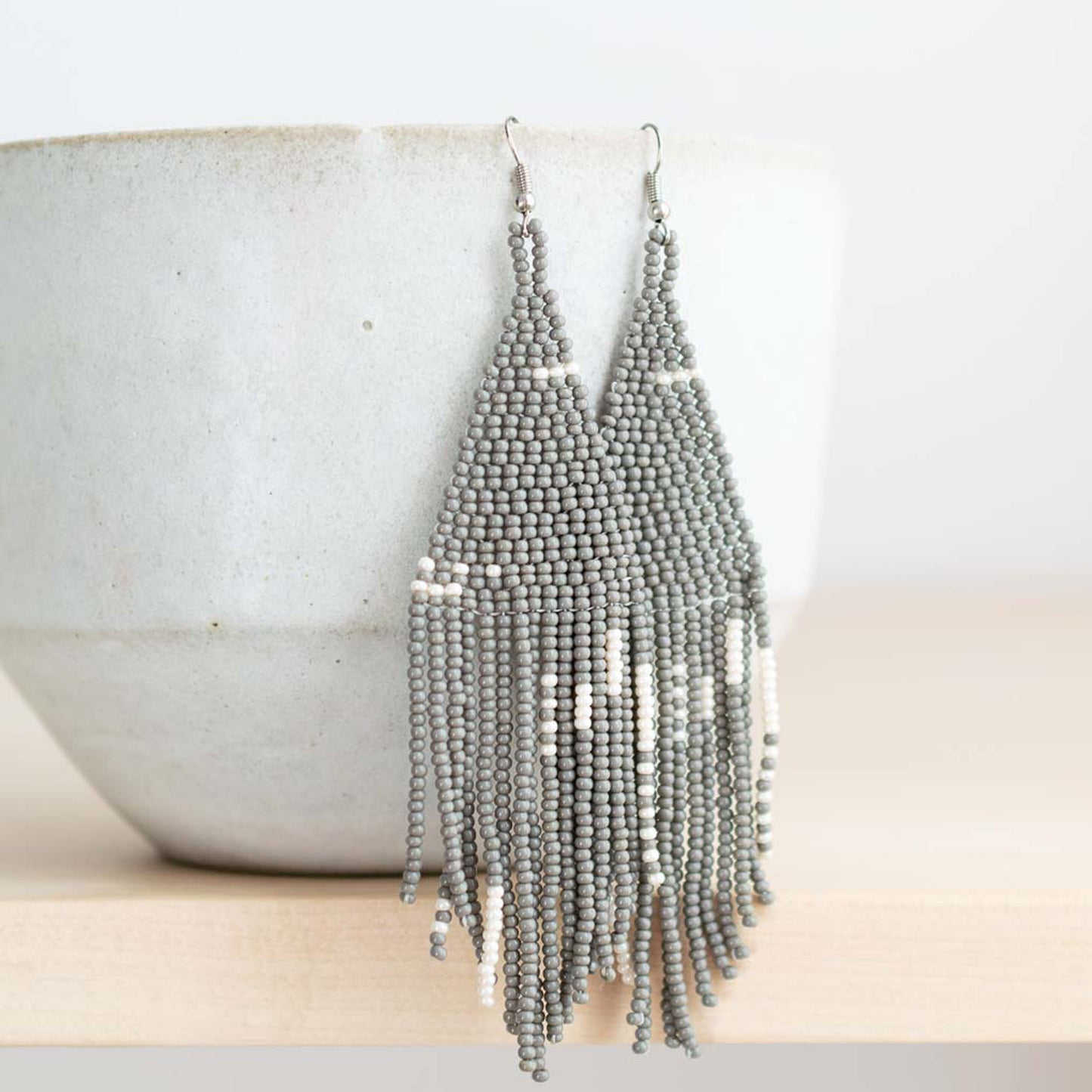 Gris Beaded Fringe Earrings