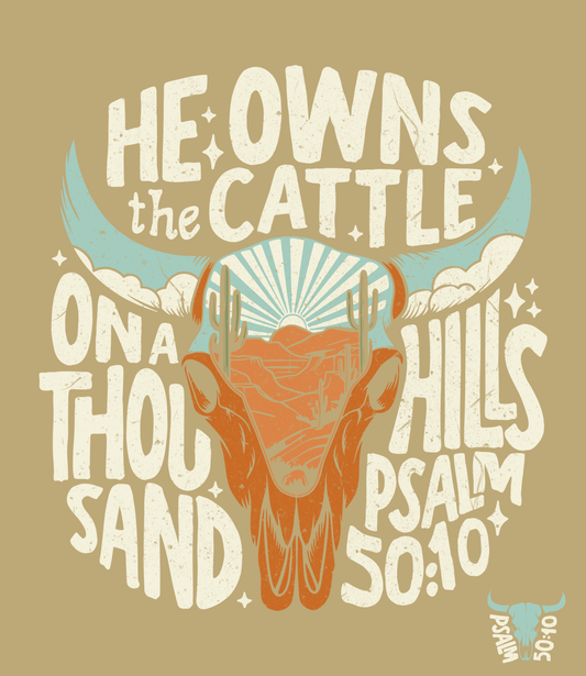 He Owns the Cattle on a Thousand Hills Heavy Blend™ Hooded Sweatshirt