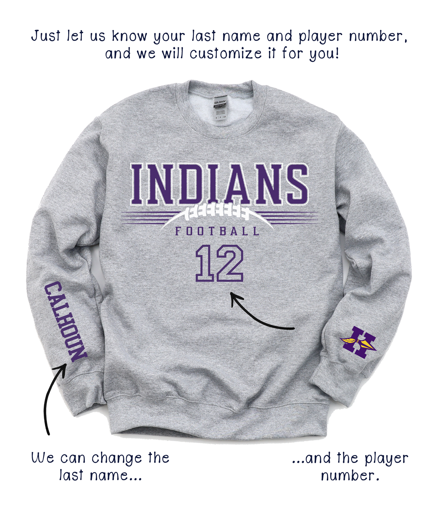 Hononegah High School Indians Football Heavy Blend™ Crewneck Sweatshirt | Customize It!