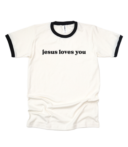 Jesus Loves You Ringer Graphic Tee